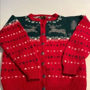 Vintage Holiday Cardigan Sweater - Red and Green